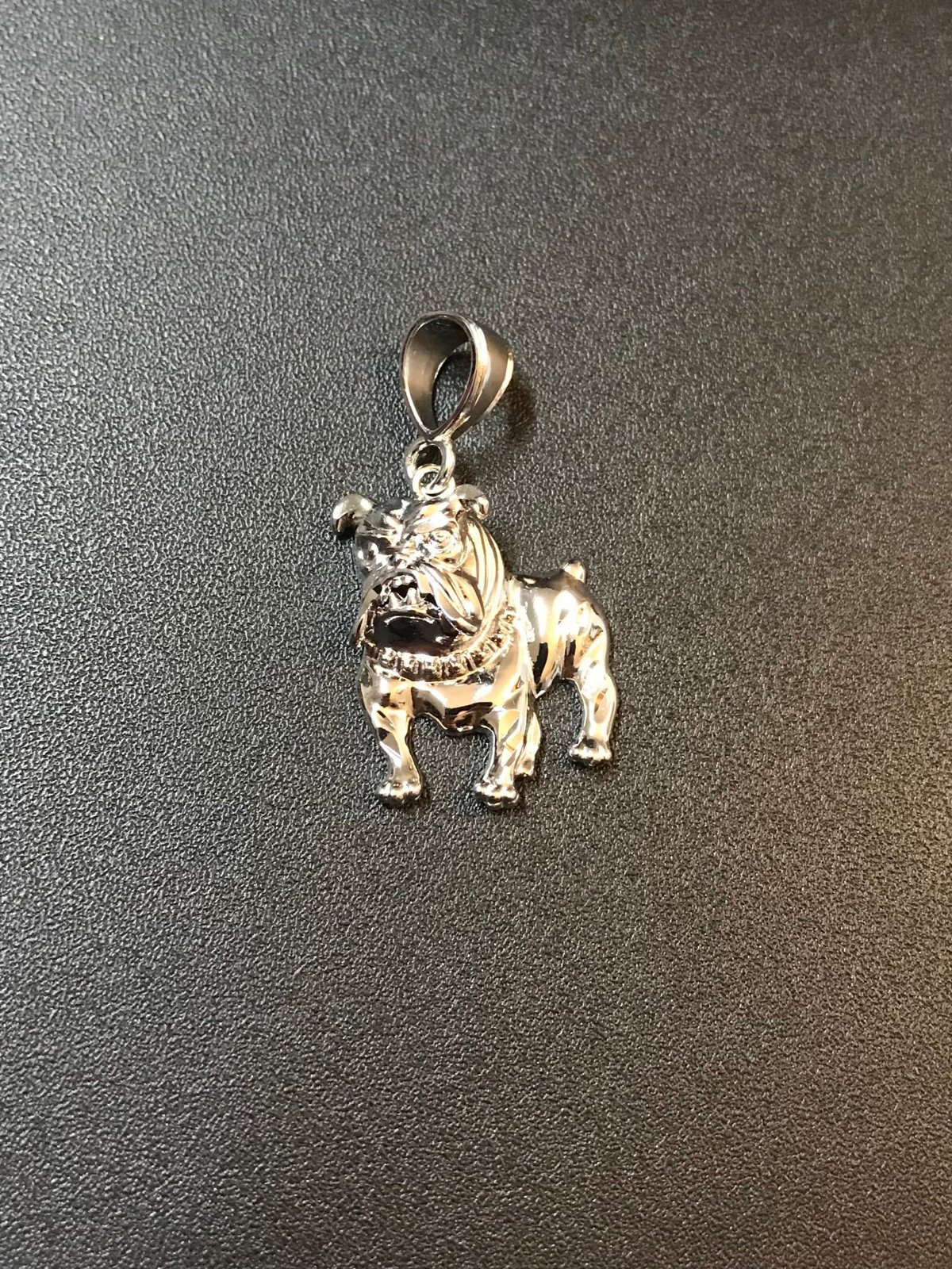 Sterling Silver Diamond Cut Bulldog Pendant