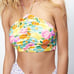 ZARA Floral Satin Ruched Front Smocked Back Adjustable Halter Crop Top Size XL