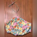 ZARA Floral Satin Ruched Front Smocked Back Adjustable Halter Crop Top Size XL