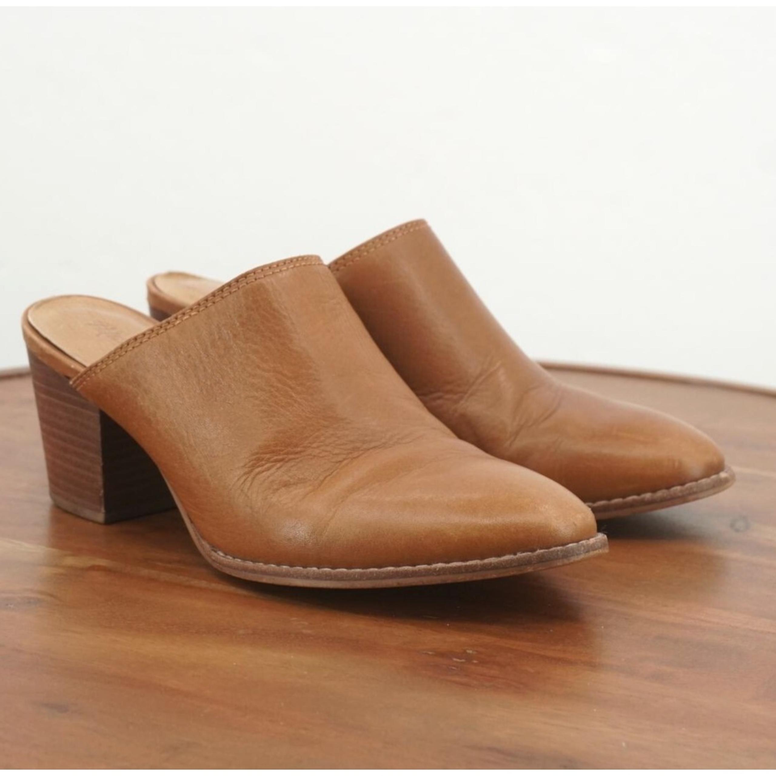 Madewell Womens Harper Heeled Mules Size 7.5 Brown Tan Leather Round Toe