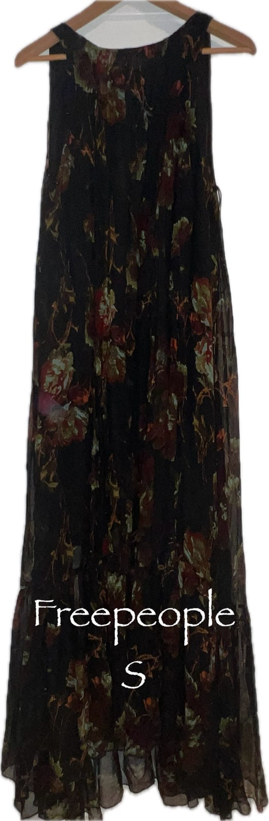Free people, long, black floral dress