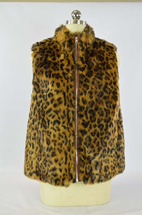 J. Crew Faux-fur Leopard Vest Womens M