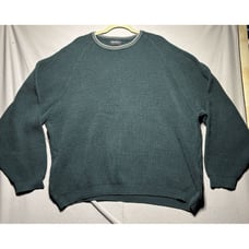 Vintage 90's Eddie Bauer Waffle Textured Pullover Sweater - Men's XXL Tall Green