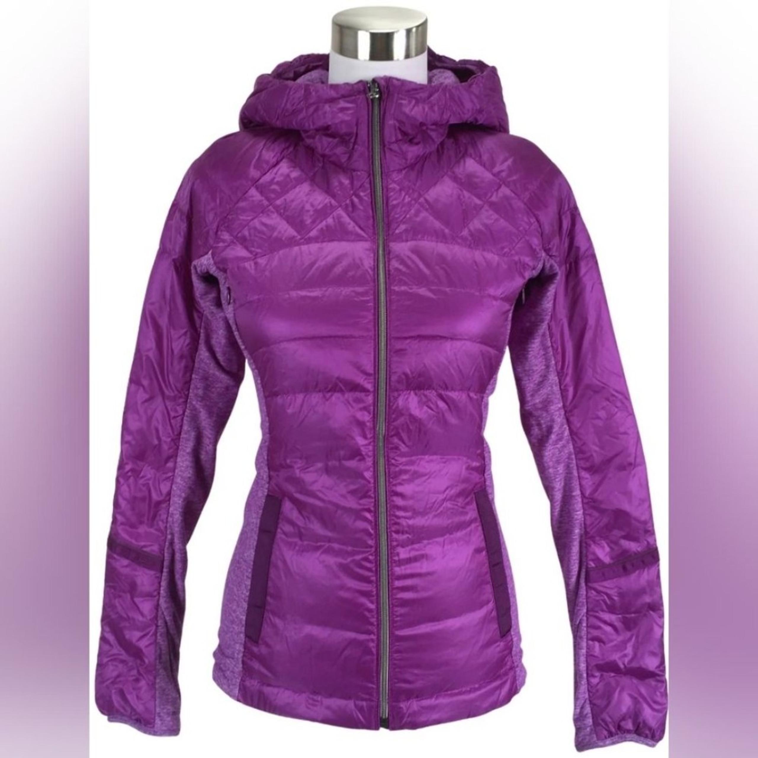 Lululemon Down For A Run Quilted Goose Down Puffer Purple Hooded Jacket Coat 2