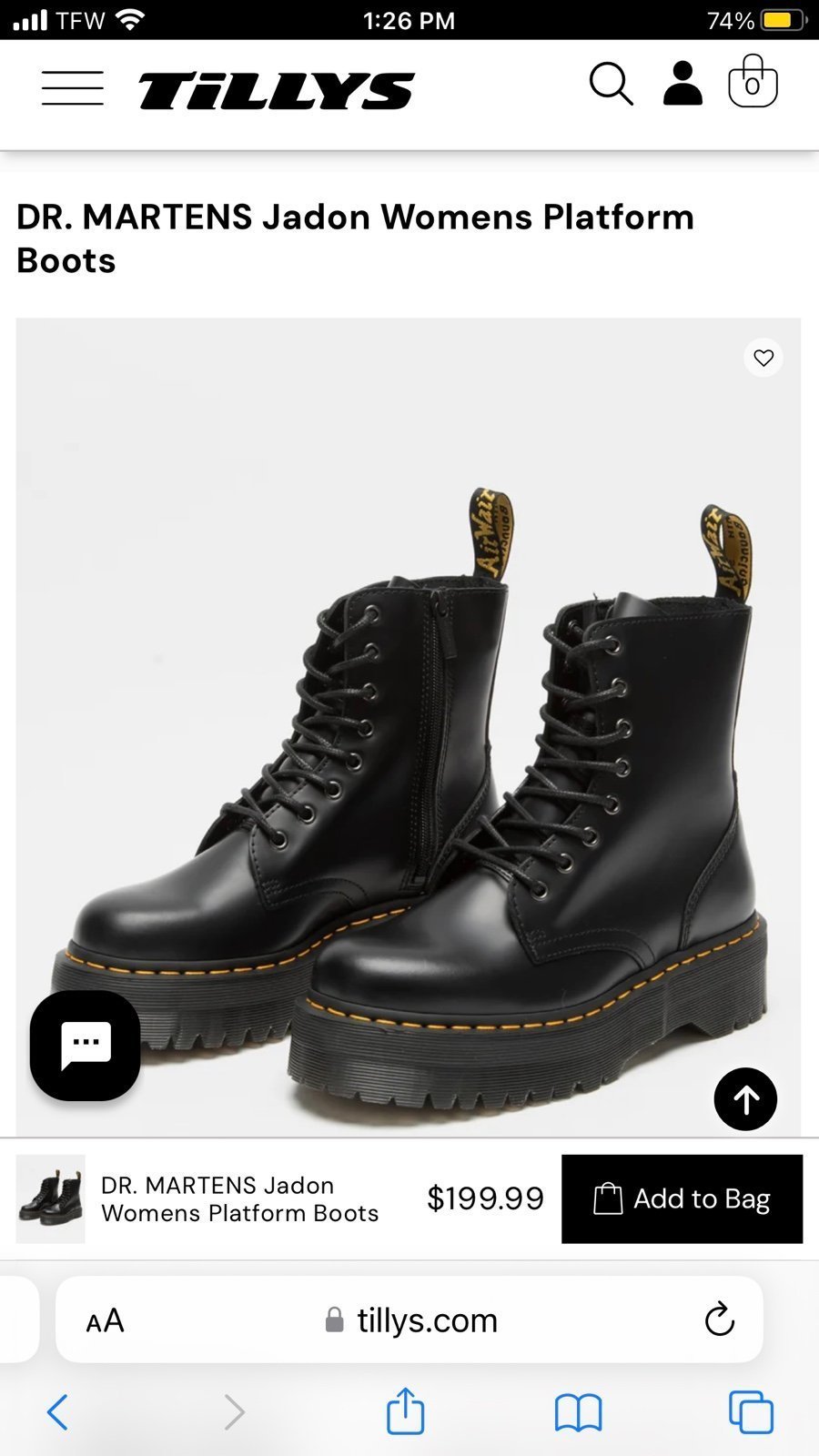 DR. MARTENS Jadon Womens Platform Boots SIZE 8 BRAND NEW!!! NEVER USED!!