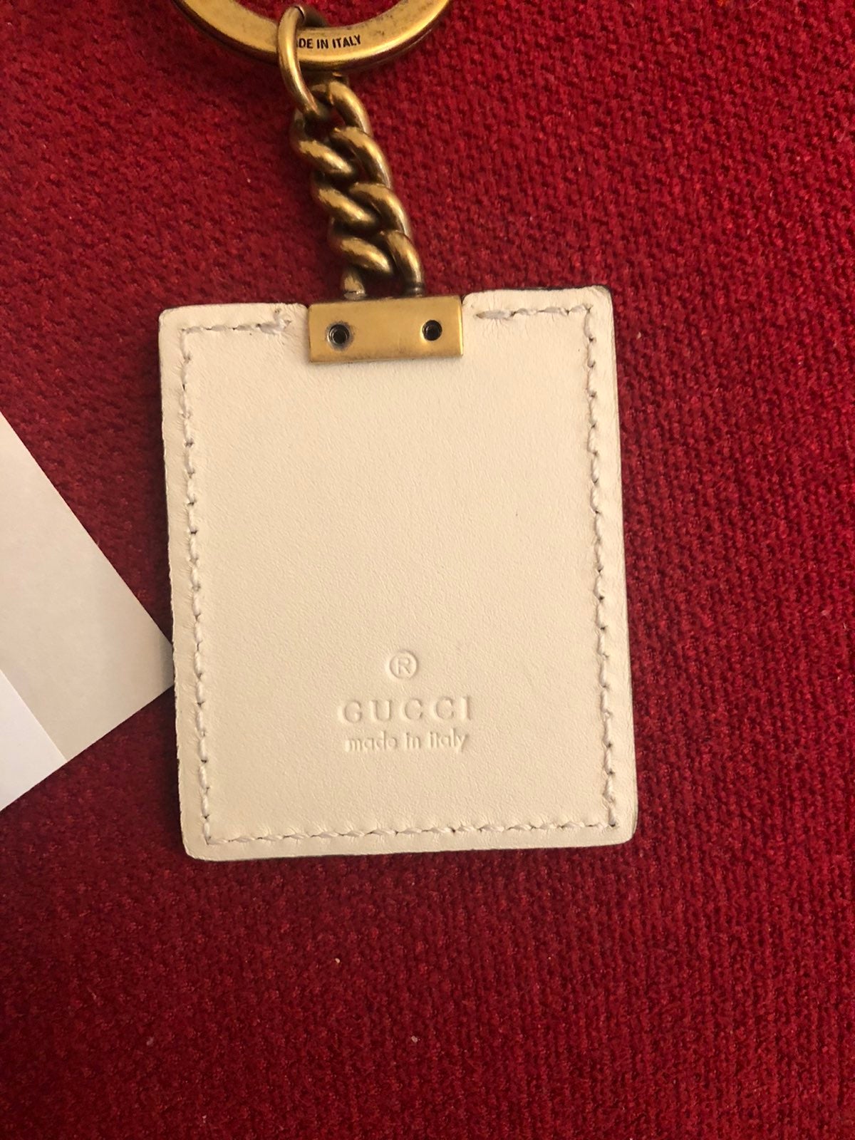 Gucci white leather key ring NWT