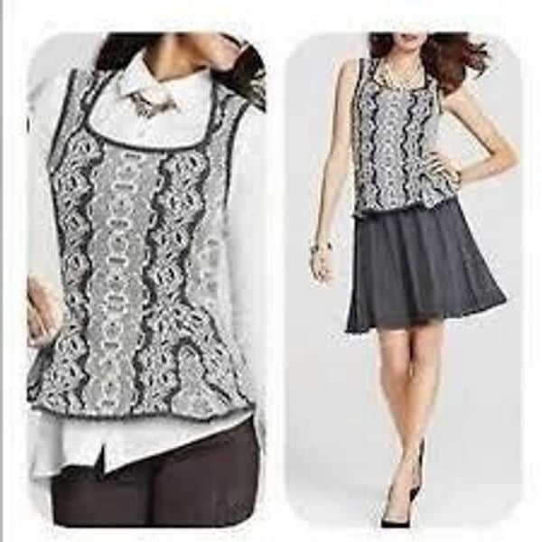 CAbi #887 Gray Peplum Shell Vest sleeveless Sweater Small