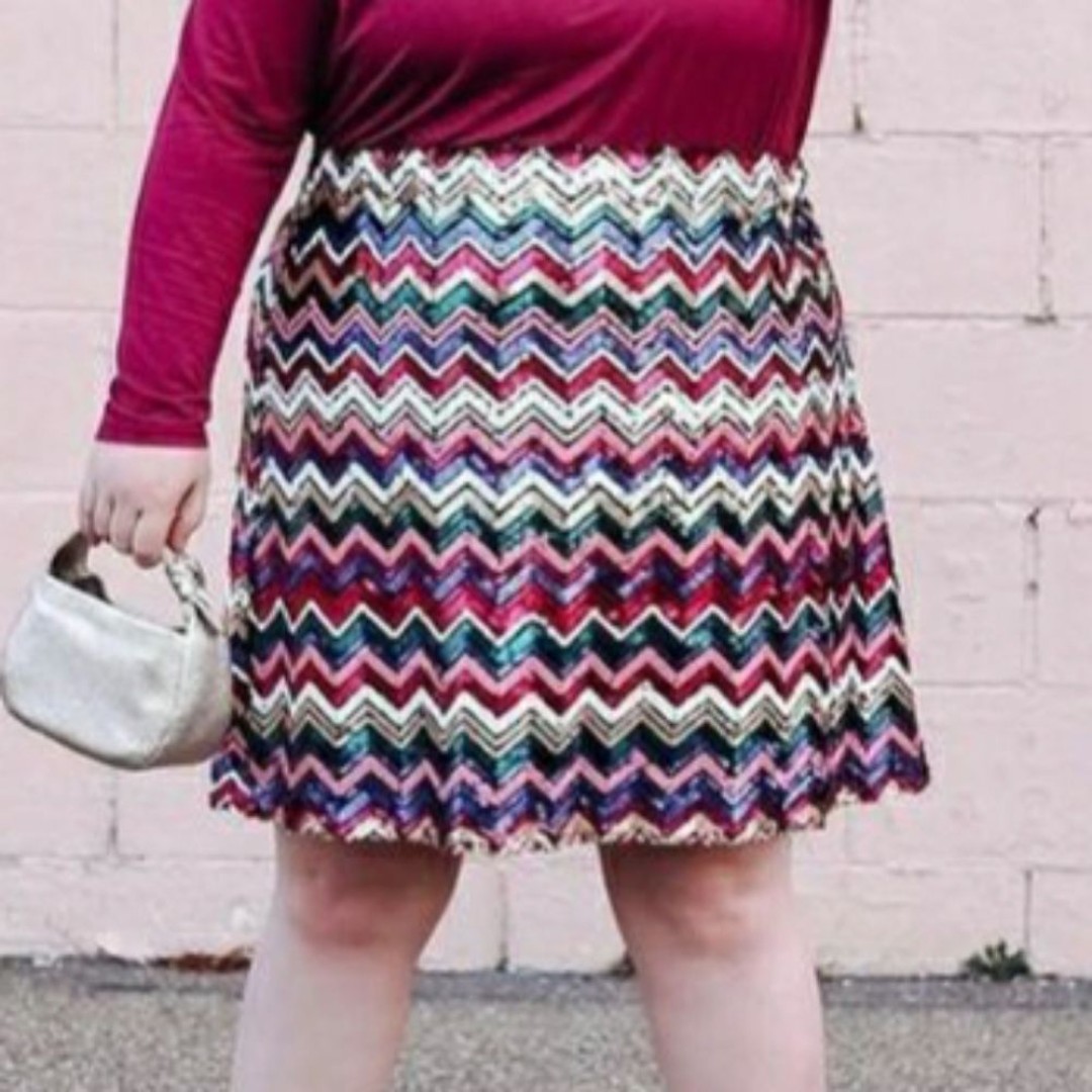 Hutch Colorful Rainbow Sequin Shiny Bright Fun Mini Skirt Plus Size 1X
