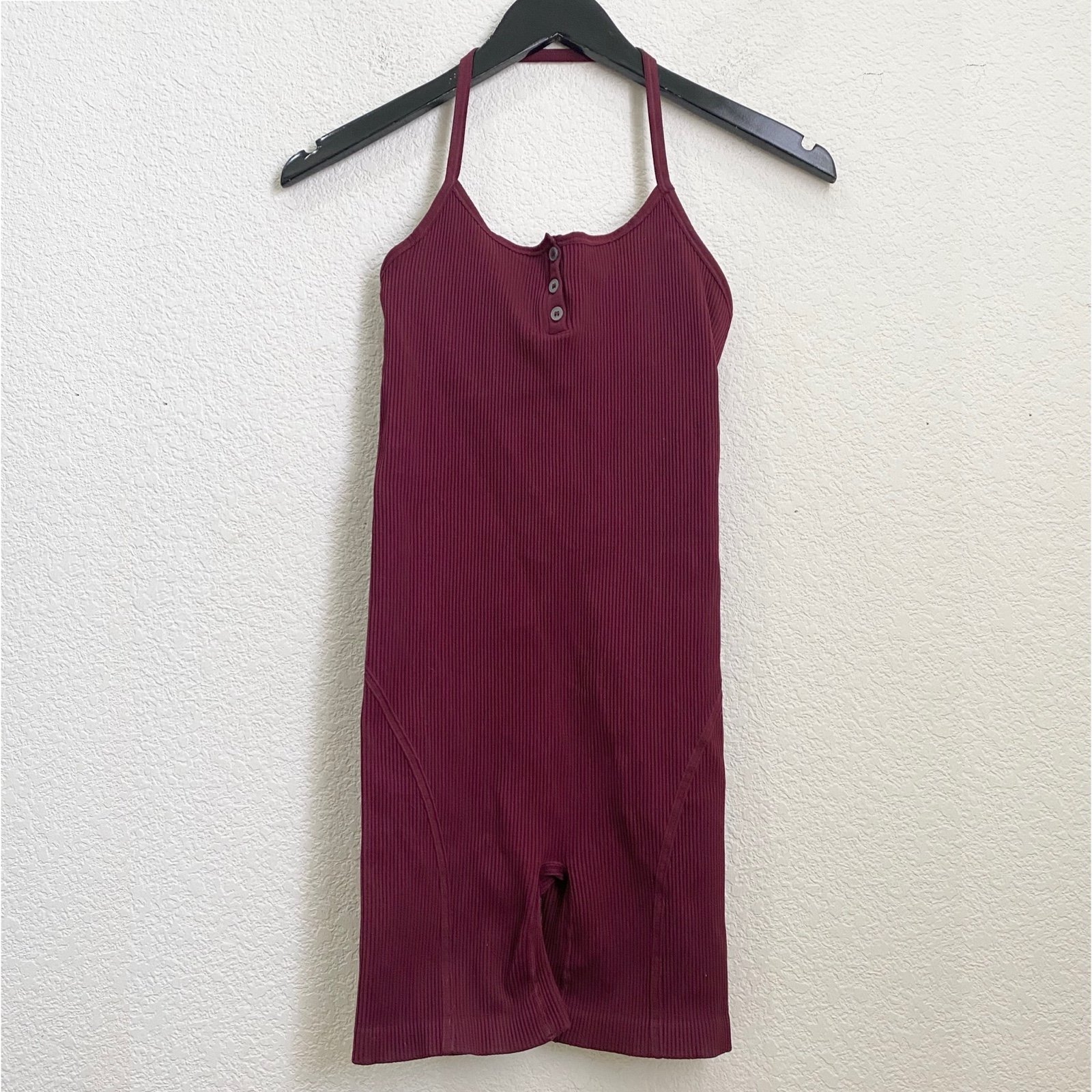 MADEWELL Seamless Halter Biker Unitard in Cabernet Size S/M New with tags