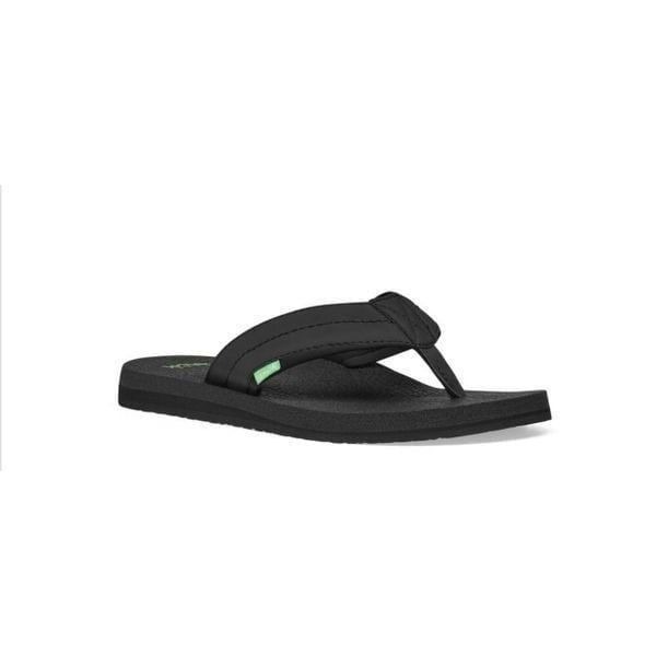 New Sanuk Beer Cozy All Black Men’s Thong Flip Flops Sandals