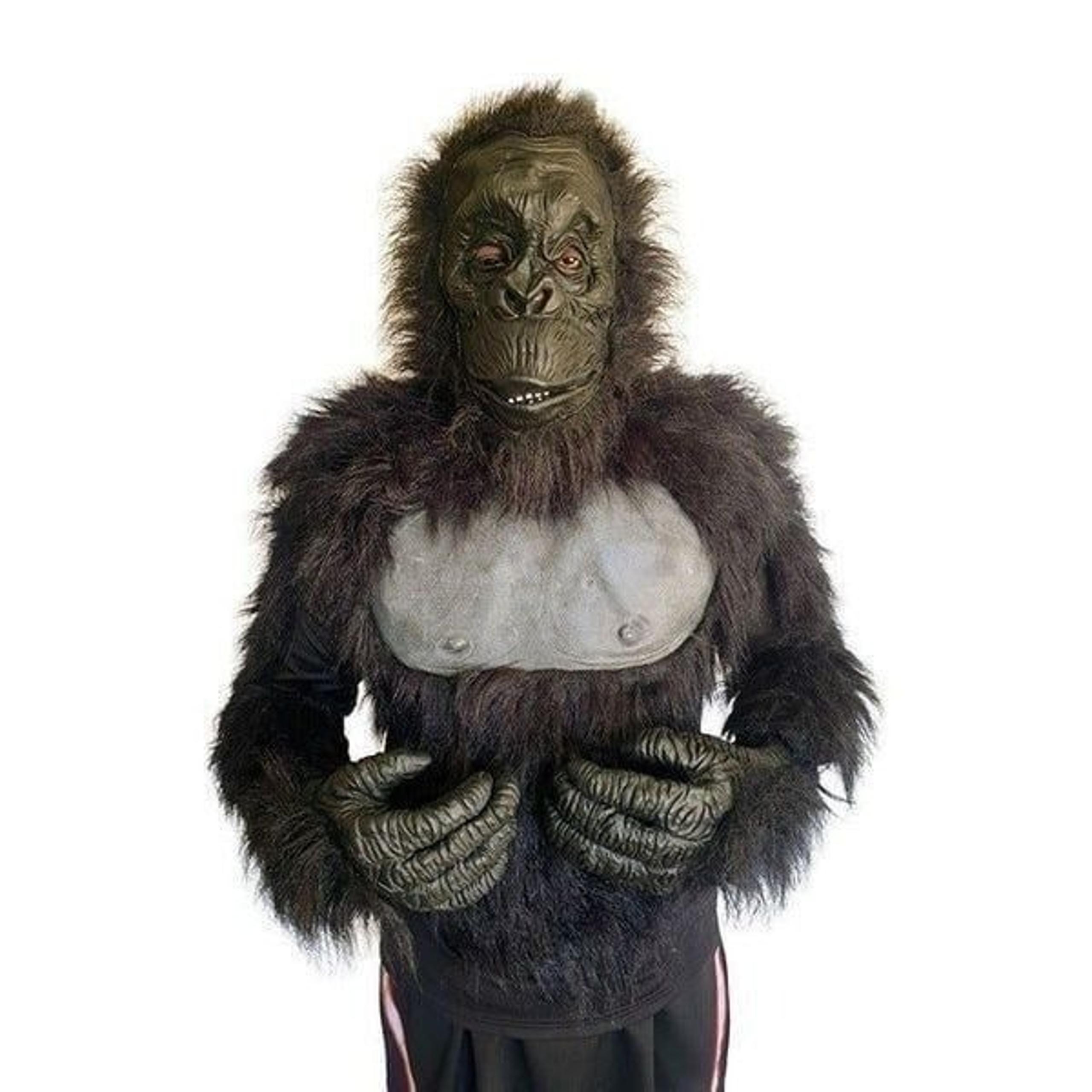 Adult Gorilla Costume Deluxe Mask Gloves and Gorilla Shirt XL NWT