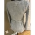 Muche et Muchette Sweater Womens Ribbed Pullover Side Slits Ties wide cuffs grey