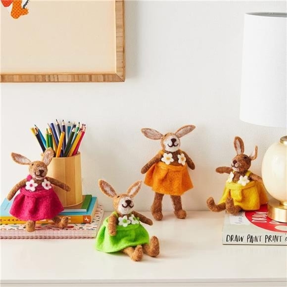 CHB1607 Set of Colorful Felt Rabbits, One Size, Multicolored