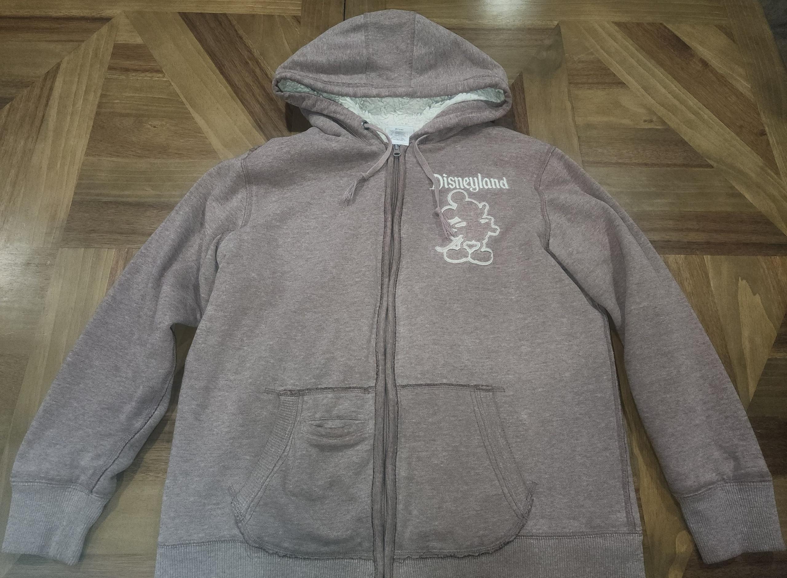 Disney Parks Mickey Mouse Fleece Lined Brown Tan Zip-up Sweater, XL, Womens