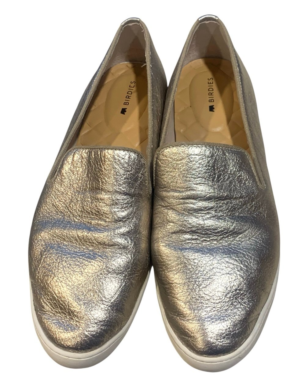 Birdies The Swift Gold Metallic Leather Slip On Sneaker Loafer Women’s Size 8