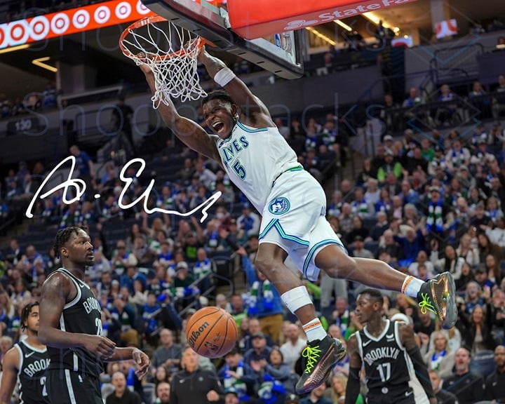 Anthony Edwards Signed 16x20 Glossy Auto RP Photo Minnesota Timberwolves 2