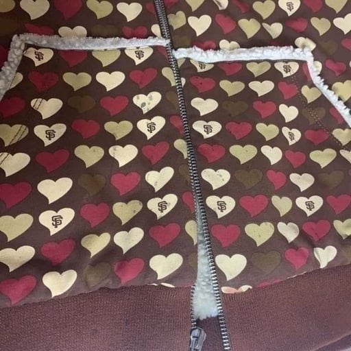 G-III San Francisco Giants Brown Heart Full Zip Hoodie Size Small