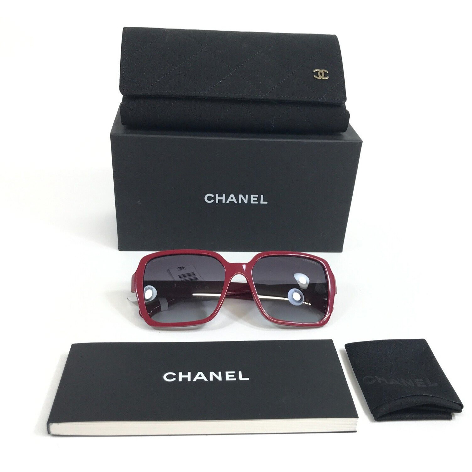 Chanel Sunglasses 5408-A c.1769/S6 Red Asian Fit Frames w/ Gray Gradient Lenses