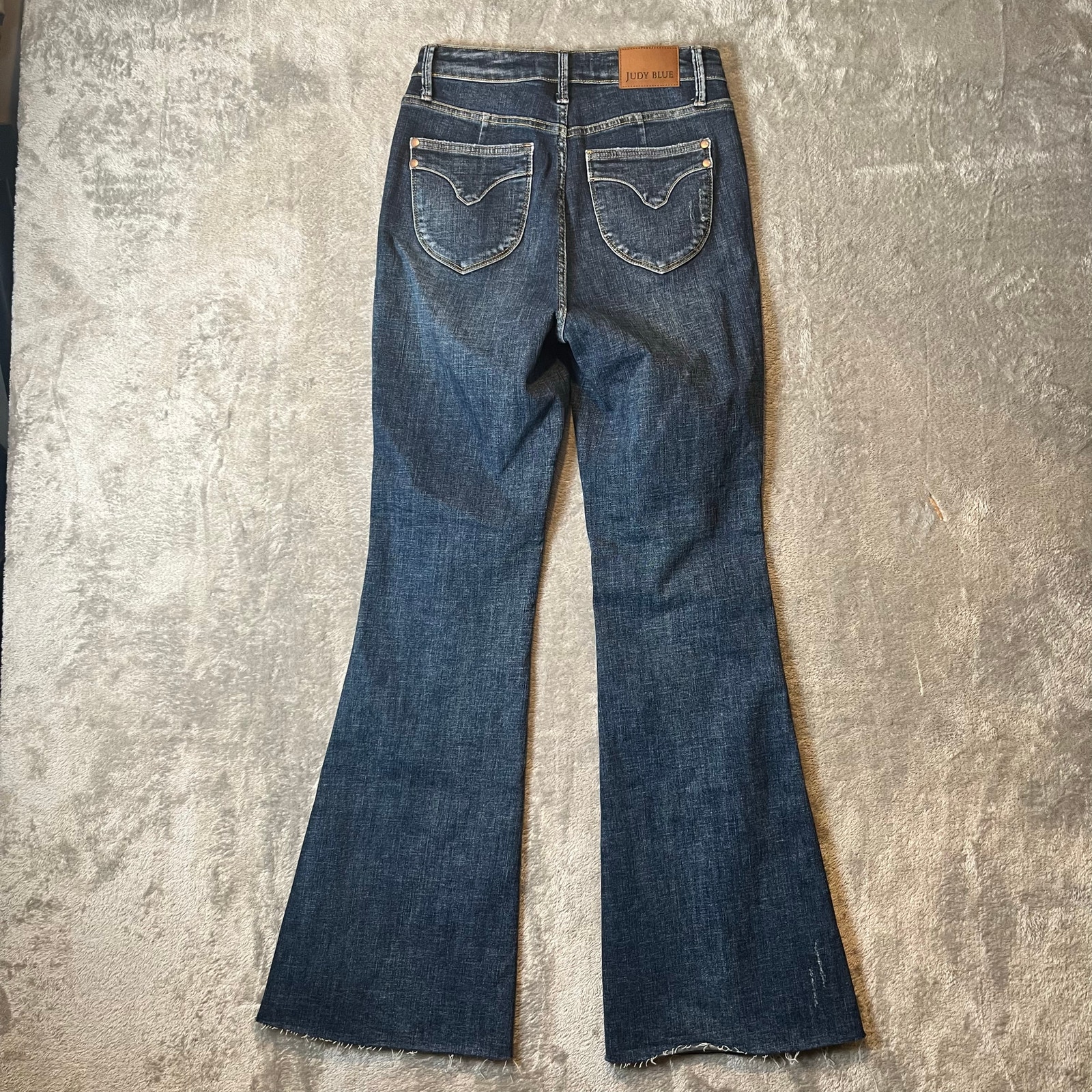 Judy Blue Dark Wash High Rise Flare Back Pocket Detail Jeans Size 5 / 27 x 33”