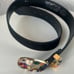 Vintage 80s glam black belt velveteen with rhinestones buckle Sz M/L Unspoiled