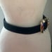 Vintage 80s glam black belt velveteen with rhinestones buckle Sz M/L Unspoiled