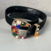 Vintage 80s glam black belt velveteen with rhinestones buckle Sz M/L Unspoiled