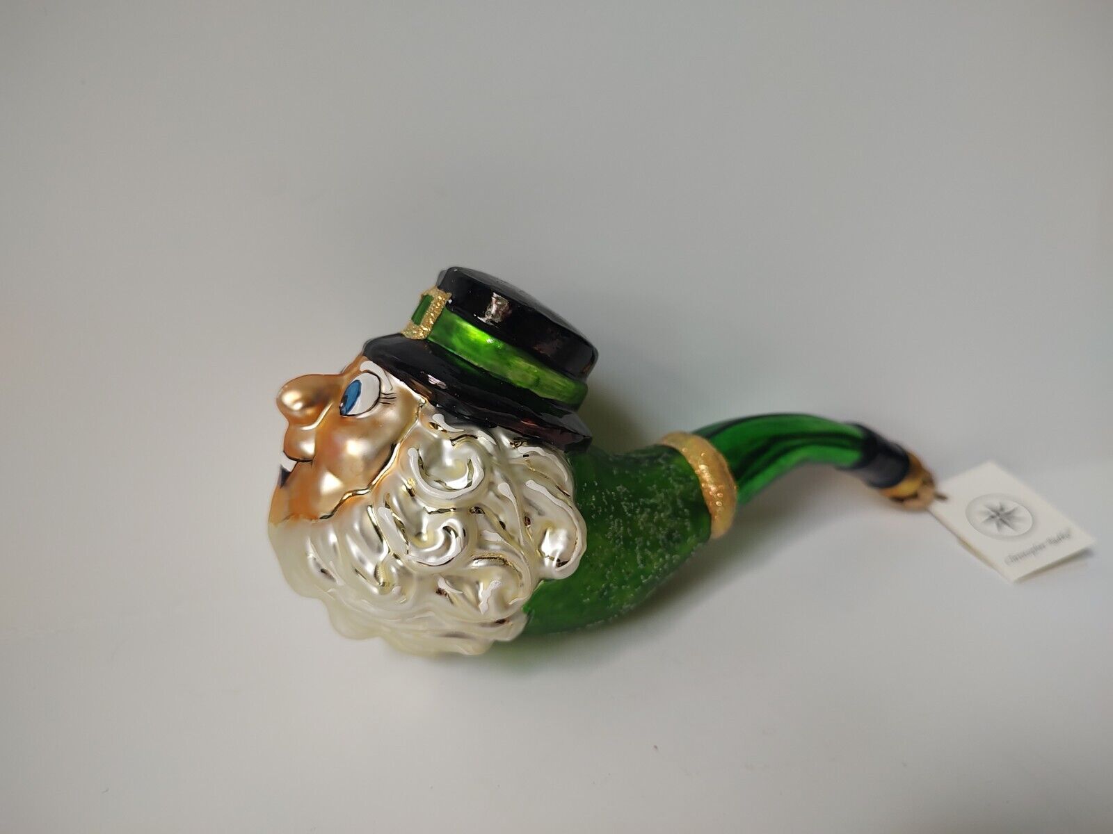 Christopher Radko glass Christmas ornament St Paddys Pipe Patricks Day