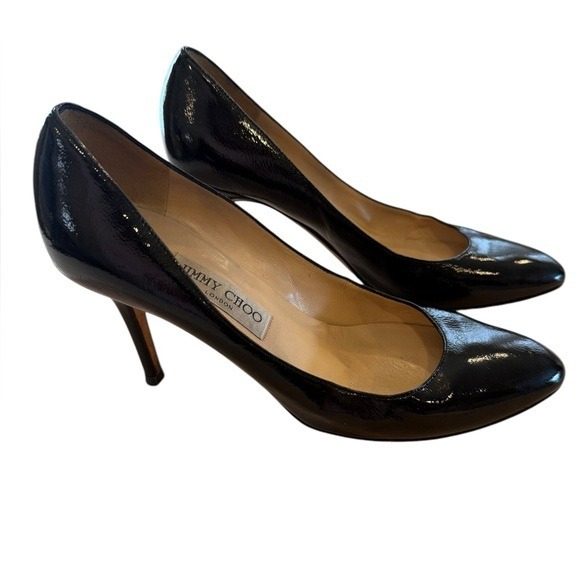 Jimmy Choo Women’s Heels 3 1/2 inch Black Patent Leather Size 7.5