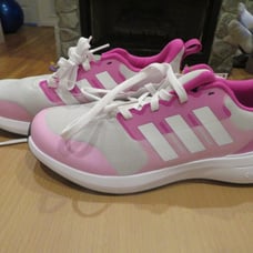 NEW Girls Pink & White Adidas FortaRun 2.0 Tennis Shoes, 7