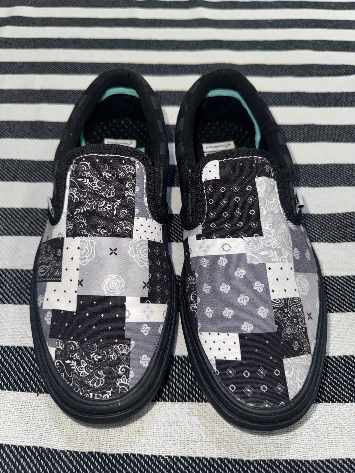 Custom patchwork Vans slip on