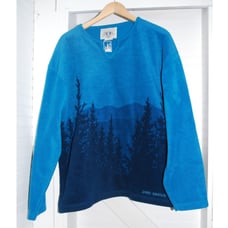 Vintage Arctic Image Smoky Mountains vneck fleece blue sweater size XXL UNISEX