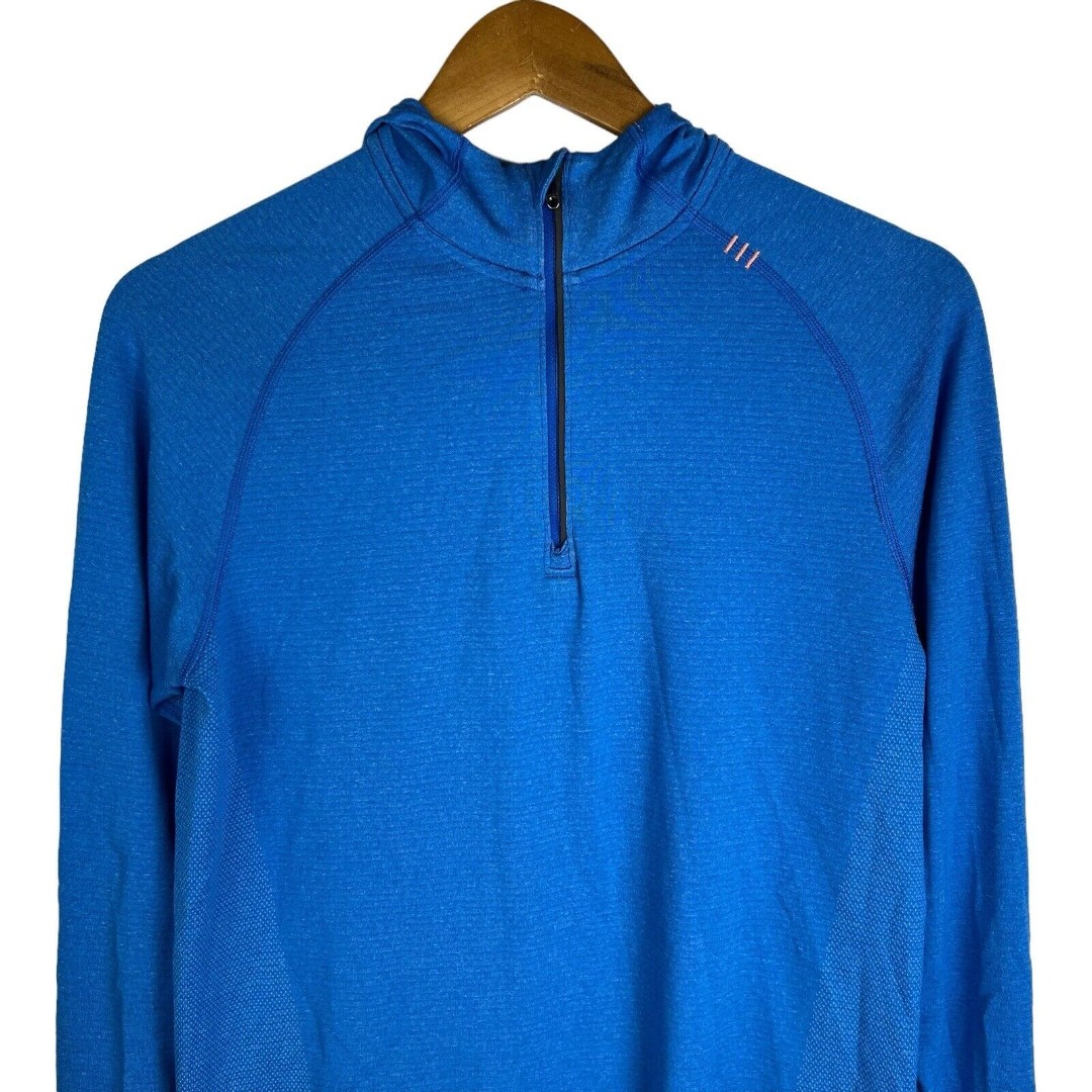Lululemon Sweater Mens S Blue 1/4 Zip Hoodie Gym Activewear Stretch Your Head