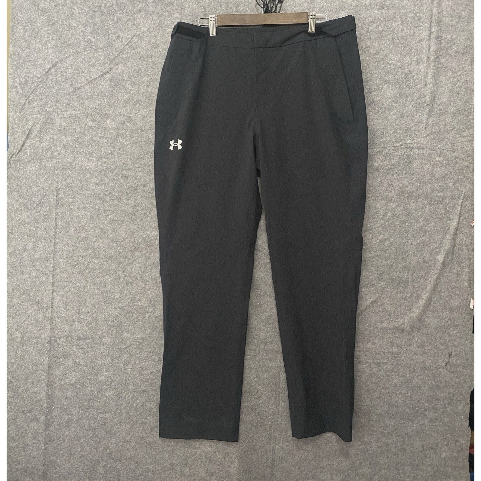 Under Armour Stormproof Rain Pants Mens Sz L Black Lined Zip Hems Windproof