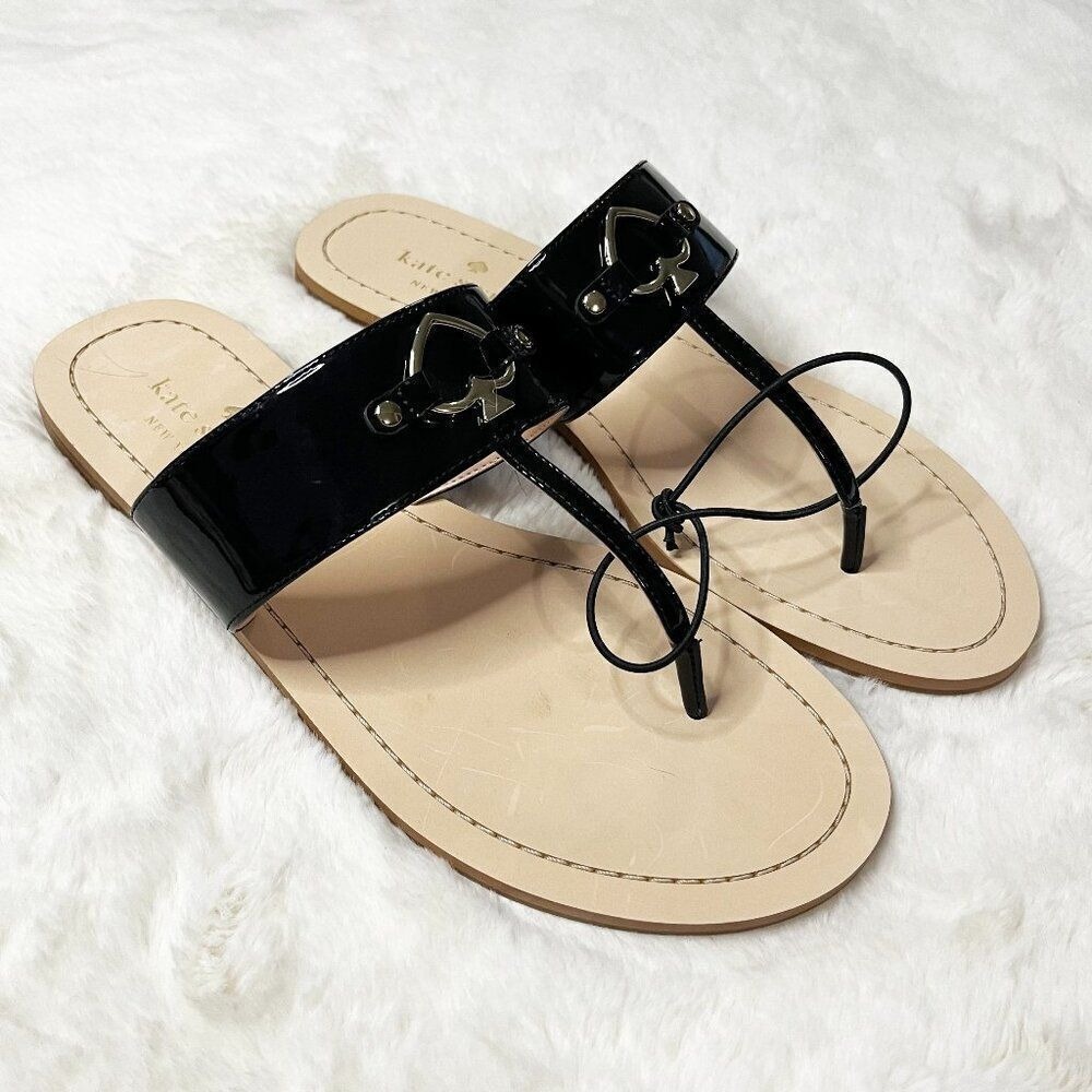 Kate Spade New York Black Patent Cassia Sandals Size 10 NWOT