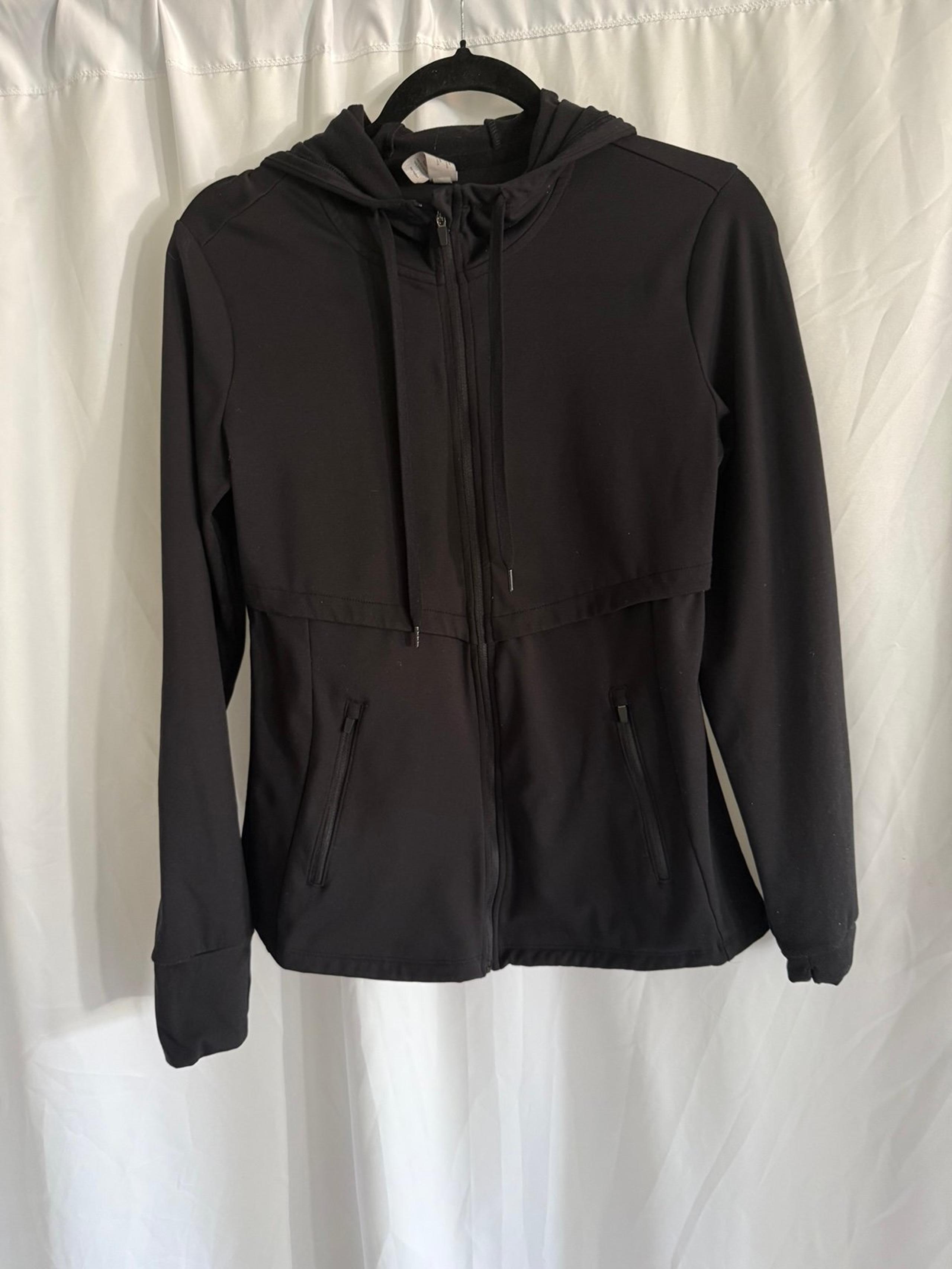 90 Degrees Buttery Soft Zip Front Black Sweatshirt Size M