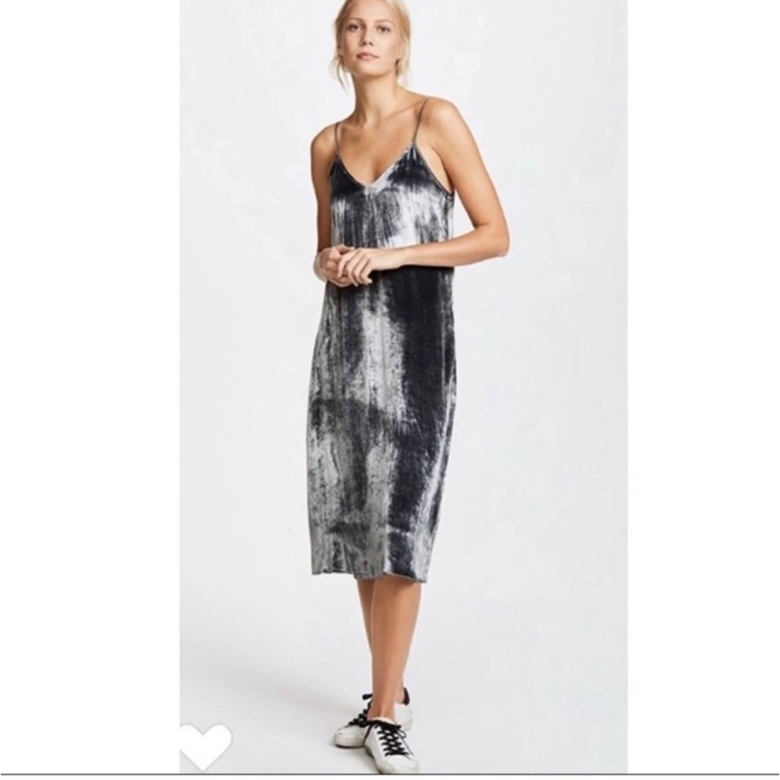 ATM Drapey Velvet Slip Dress in Pewter size S