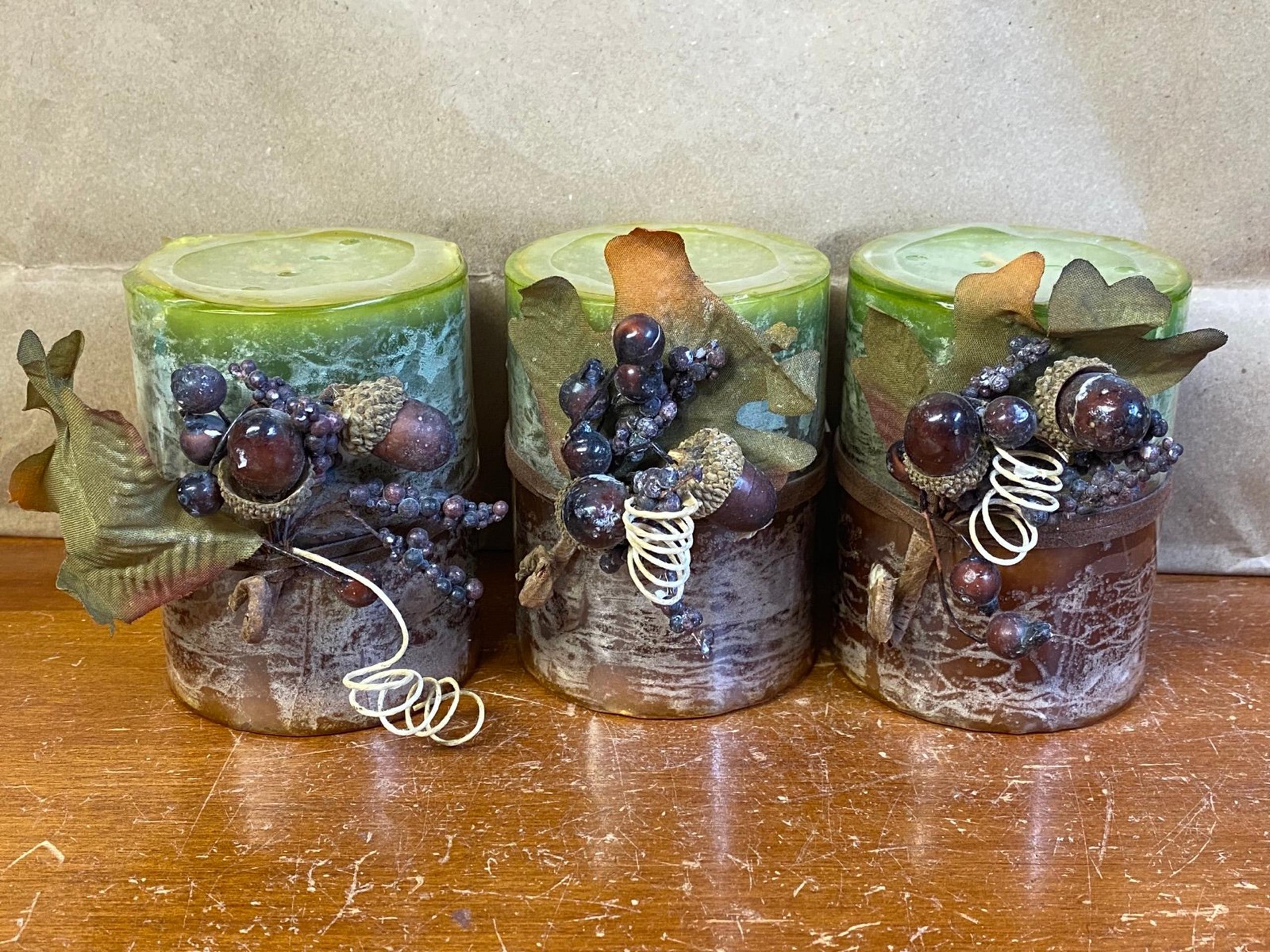 Pier 1 Imports 3 Leaves Pillar Candles 3 x 3 RARE Discontinued Sealed NEW