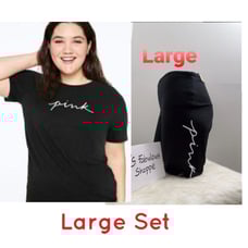 VS PINK LARGE SET BIKE SHORT/TEE NWT
