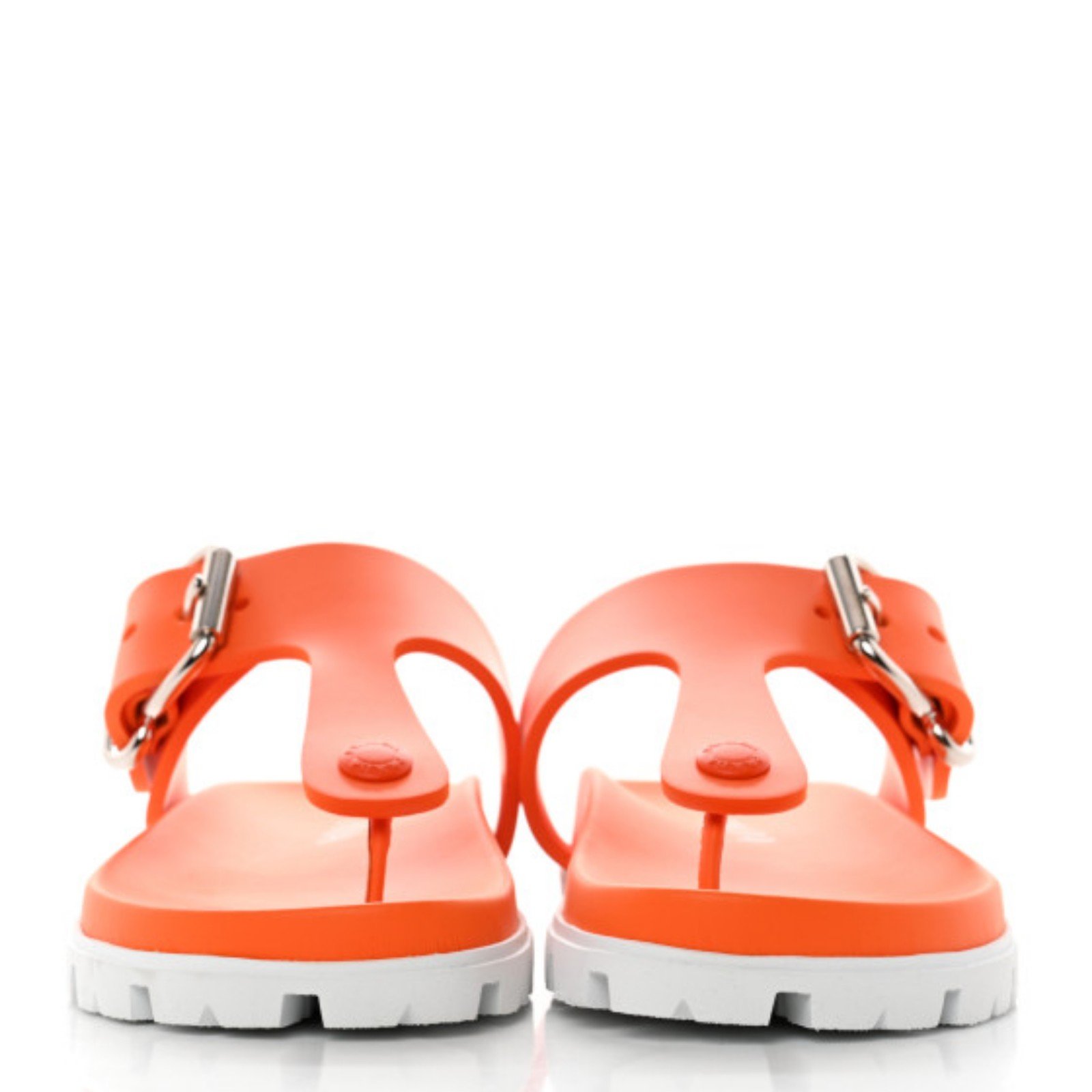 PRADA EVA Rubber Buckled Lug Sole 20mm Thong Sandals Papaya Size 41