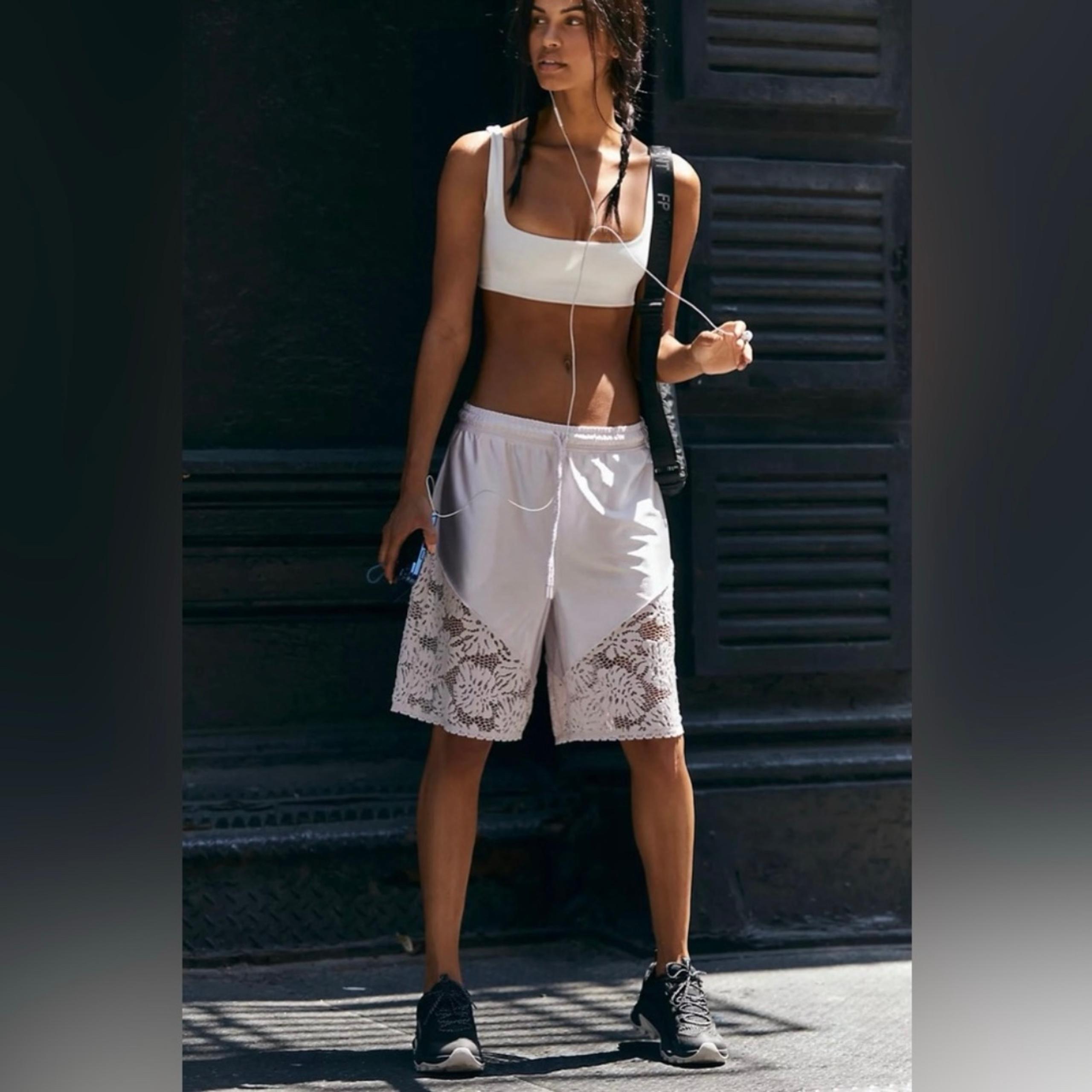 Free People Movement Lilac Roster Athletic Long Lace Drawstring Active Shorts