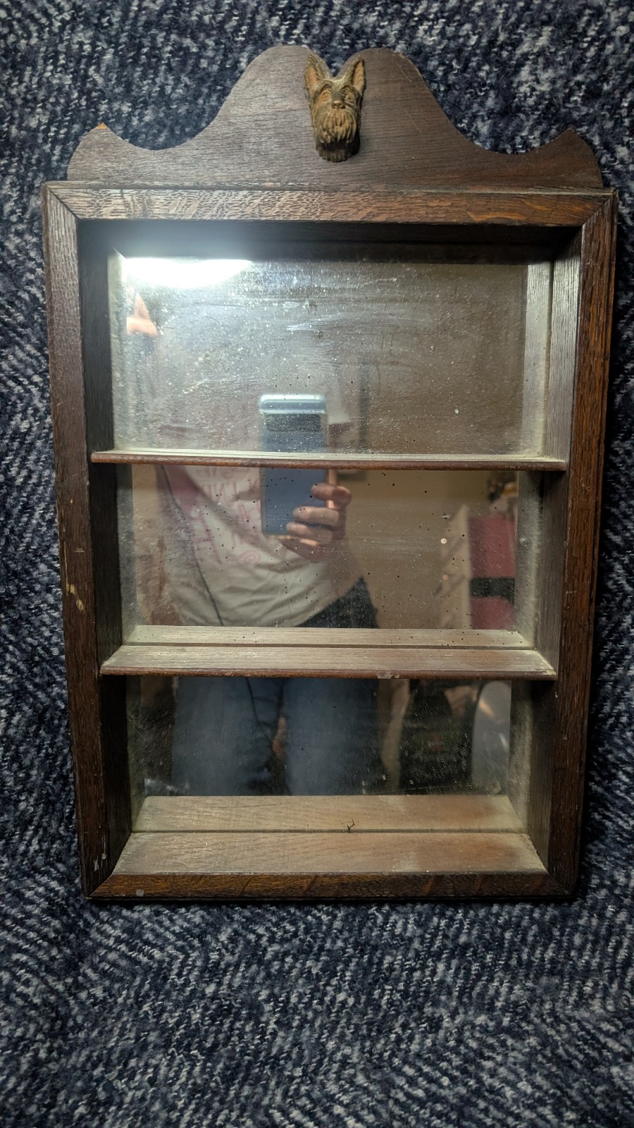 Rare vtg 1930's Scottie Dog Mirrored Wall Shelf with original tag store tag