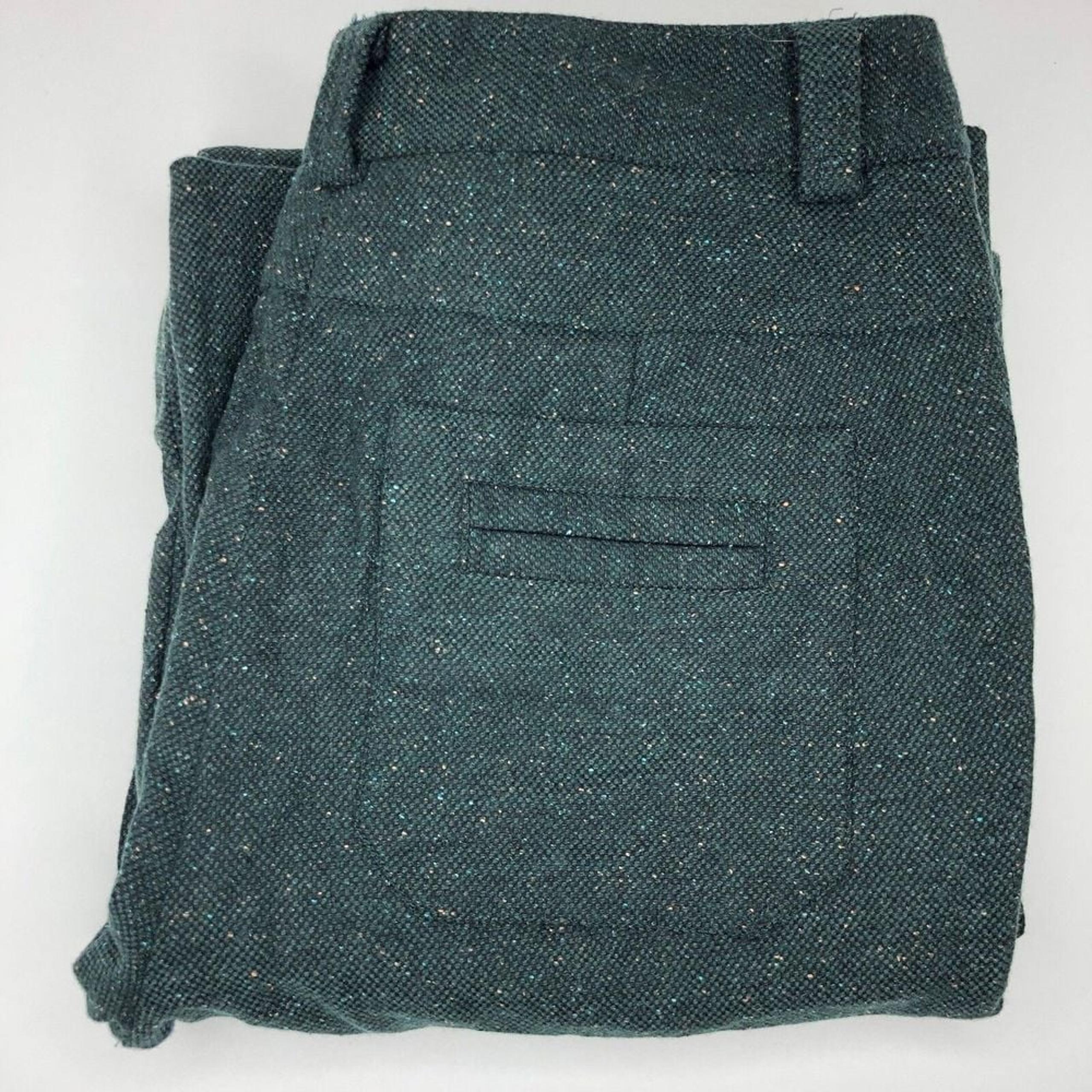 Diane Von Furstenberg Women's 4 Green Wool Silk Blend Flare Bottom Dress Pants
