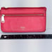Fossil Red Pebbled Leather Wallet Clutch Card Holder Zip Around Organizer Snap