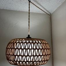 Plug in Pendant Light, Rattan Hanging Lights with Plug in Cord, Handmade