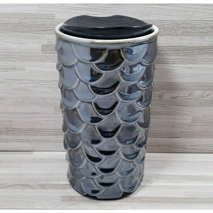 Starbucks Iridescent Siren Mermaid Scales Tumbler 12 oz Ceramic Travel Mug w/Lid