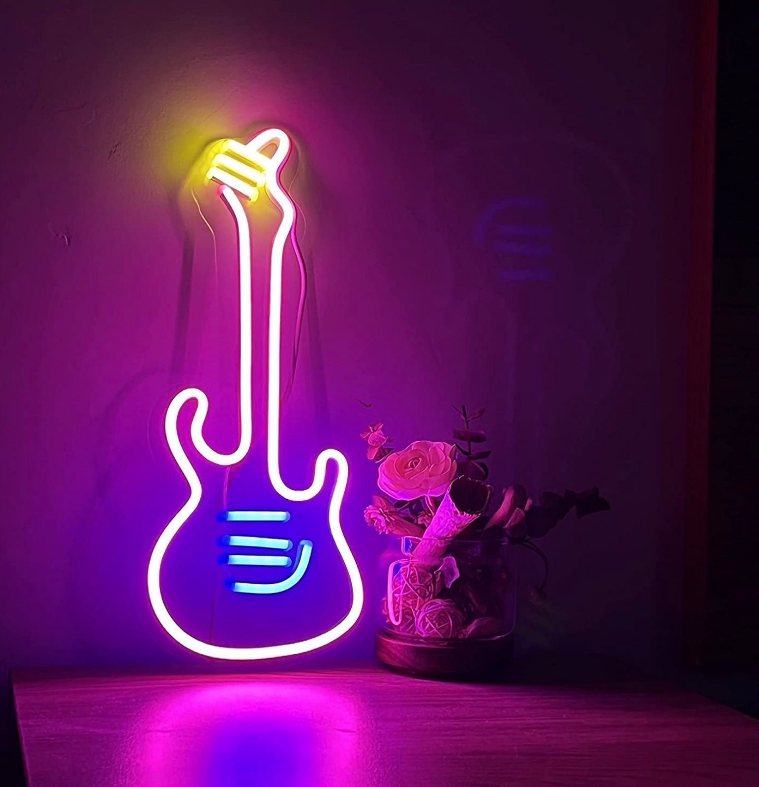 Cool Pink Electric Guitar LED Light Music Room Decoration