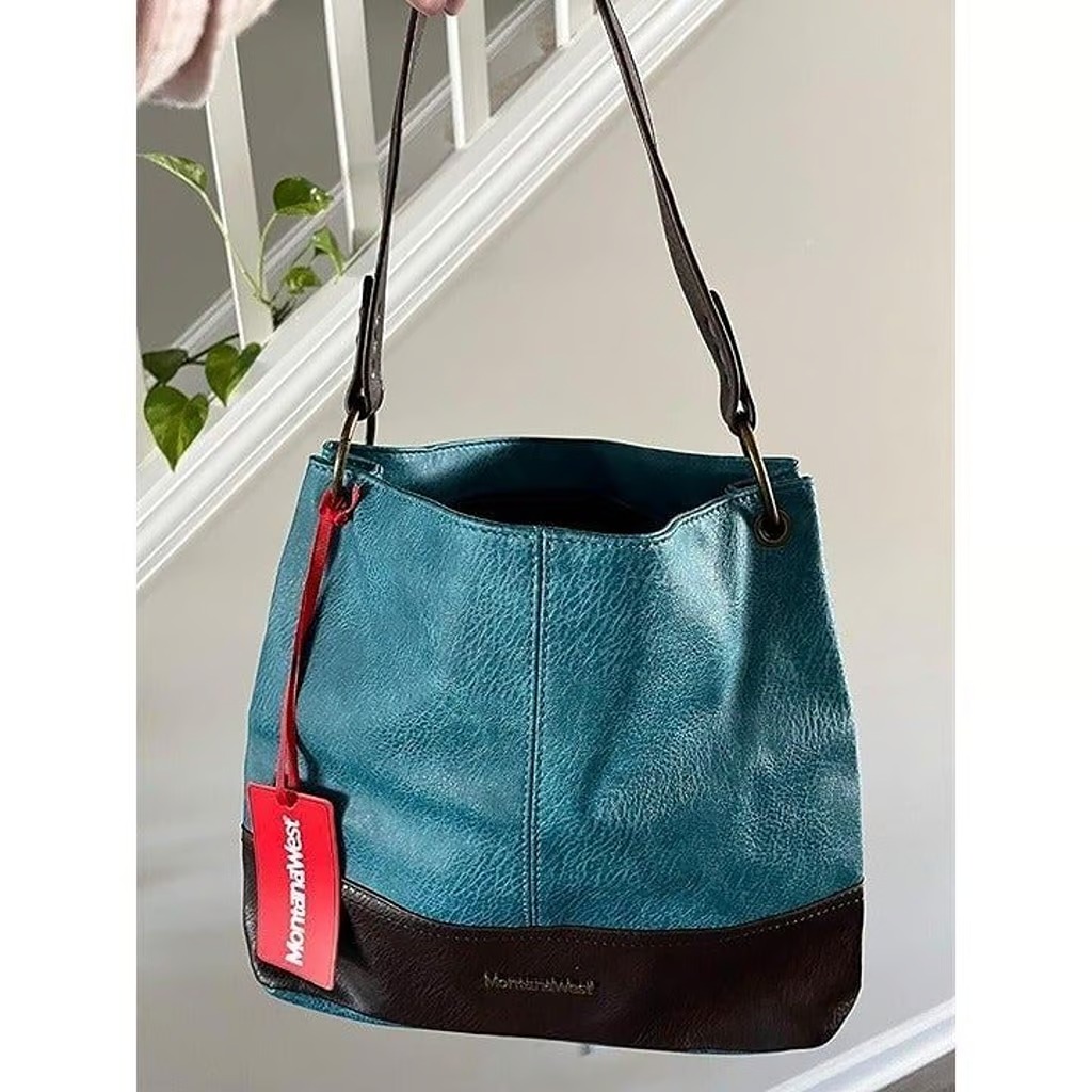 NEW Hobo Purses & Handbags for Women Vegan Leather Top Shoulder Handbags - Blue