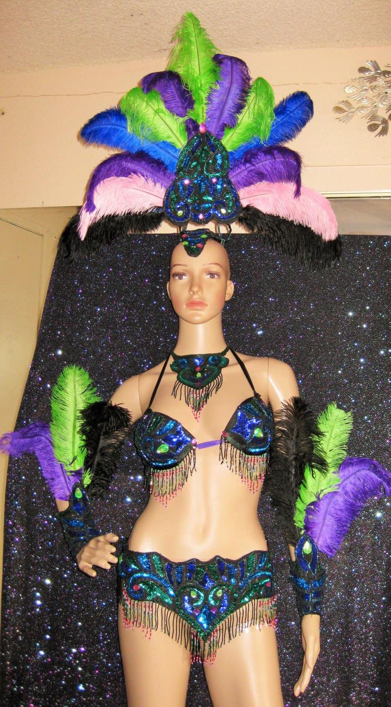 Mulitcolored Vegas Showgirl Costume