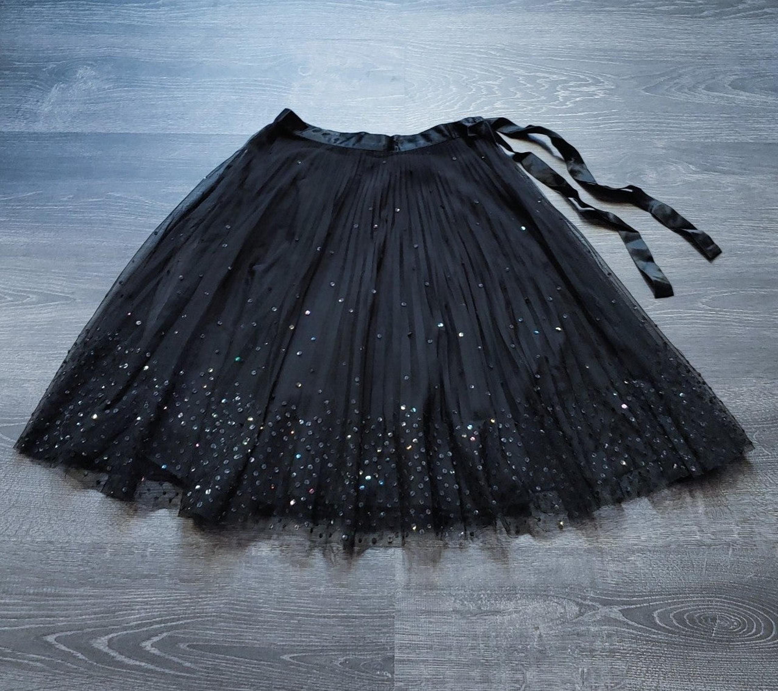 Express black tulle skirt with sequins