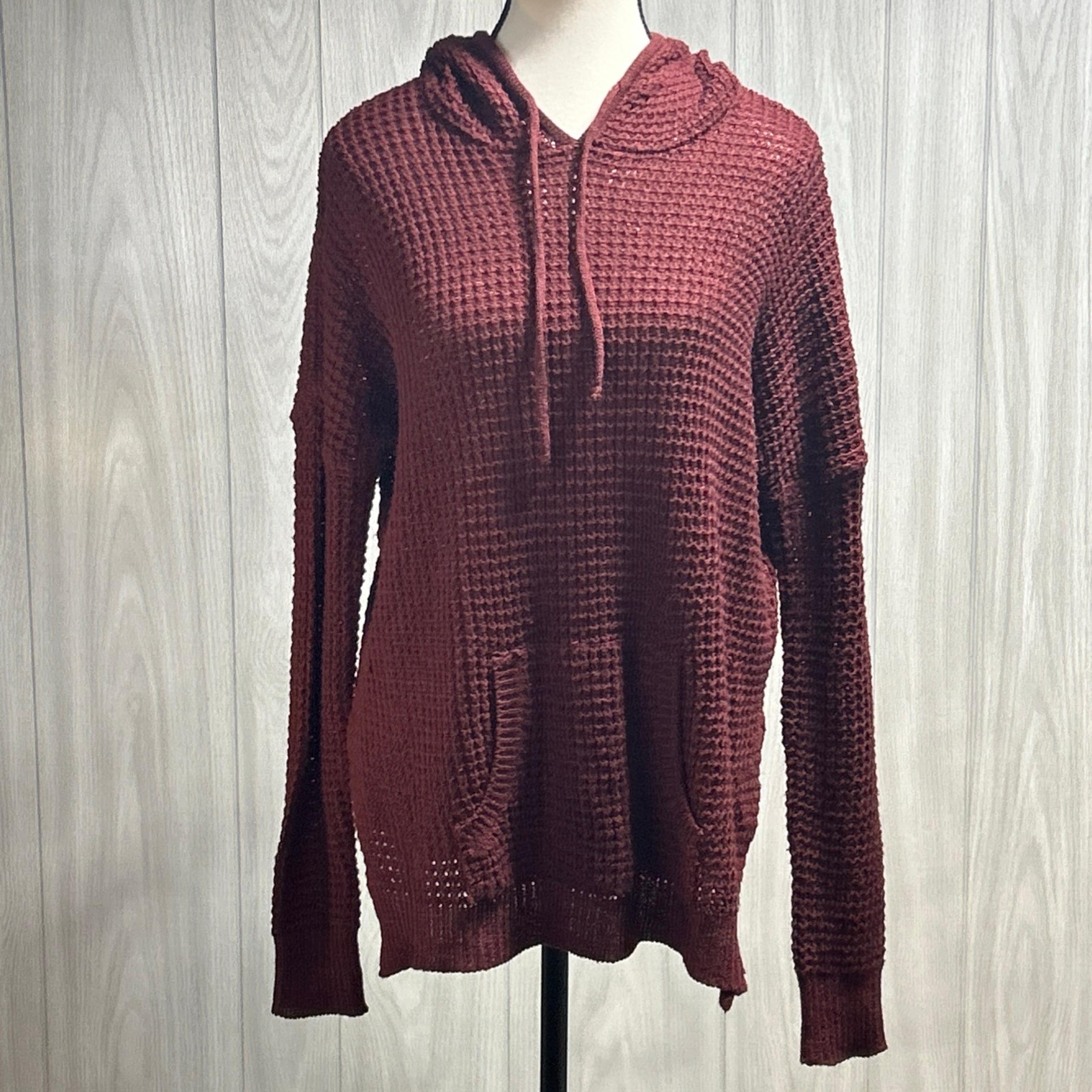Rue21 Burgundy Hooded Knit Sweater Size Medium